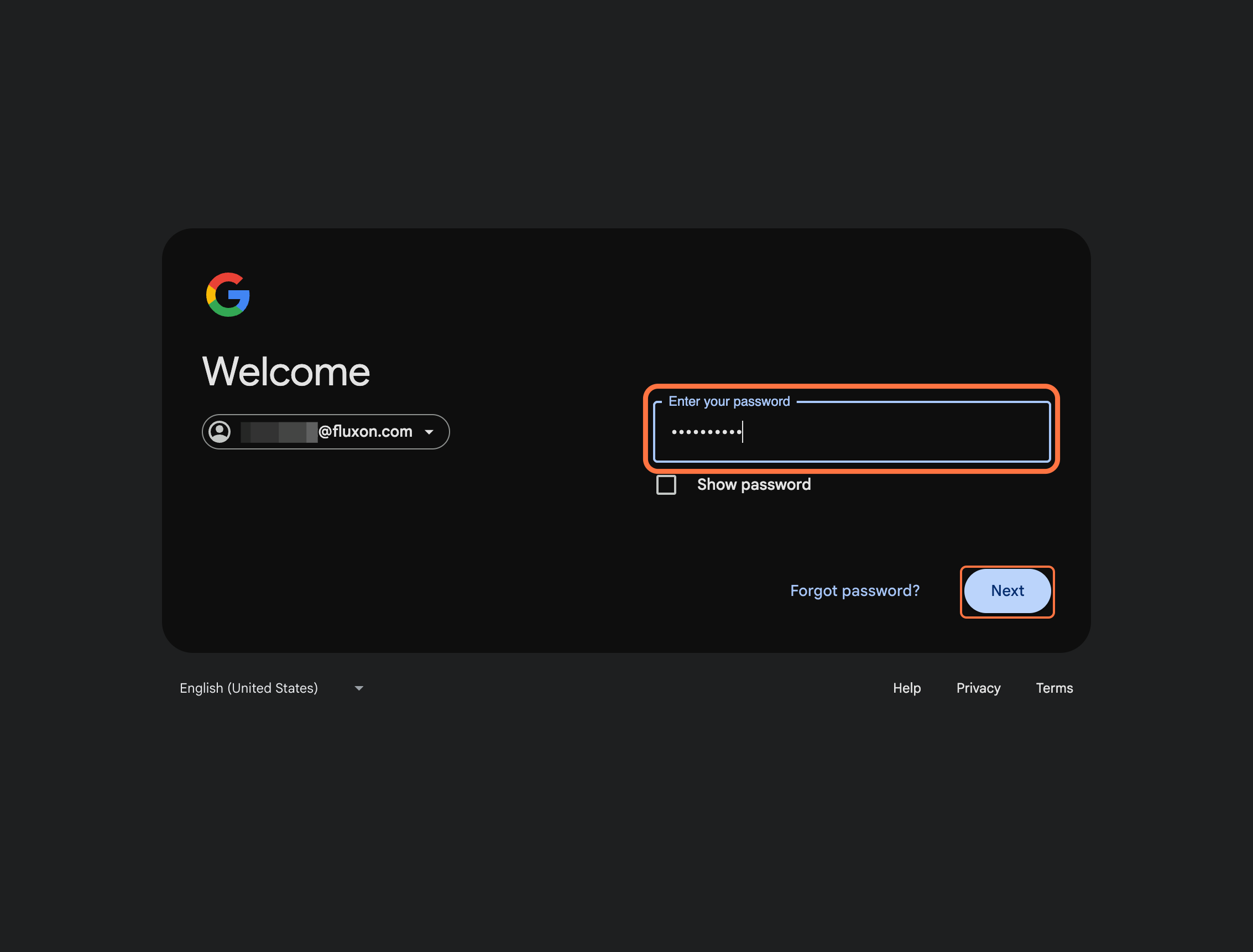 Enter the current password