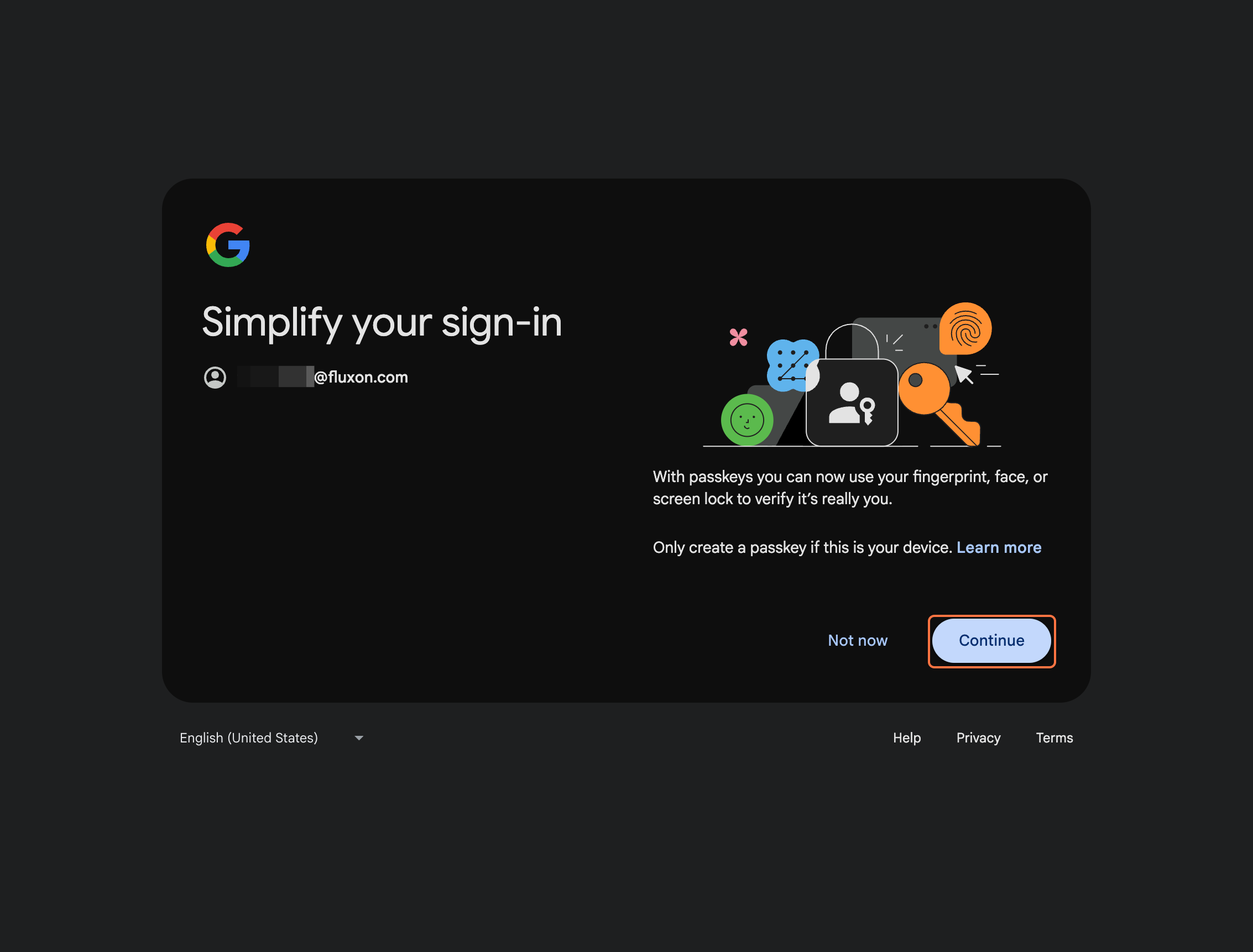 Continue from simplify your sign-in