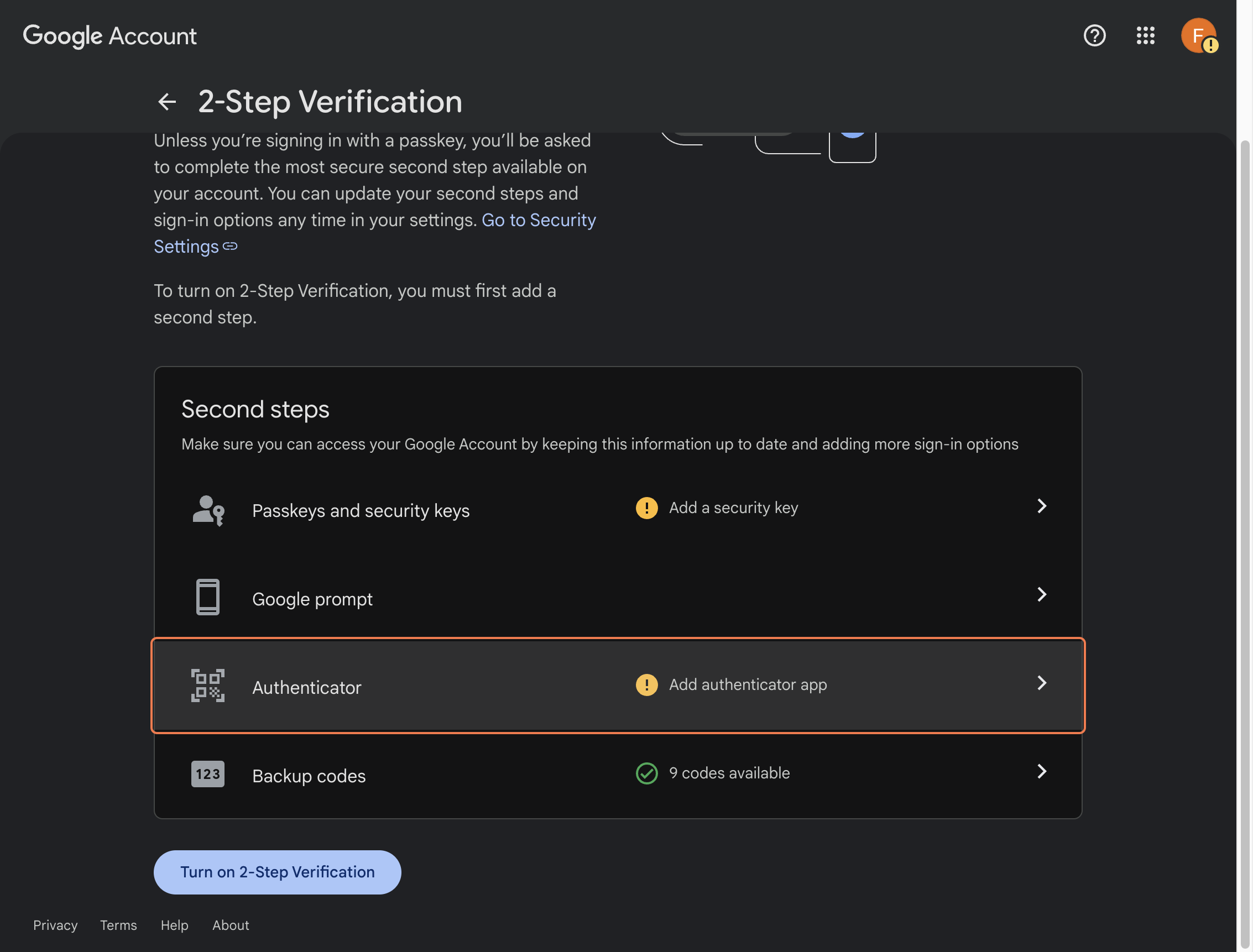 Choose authenticator