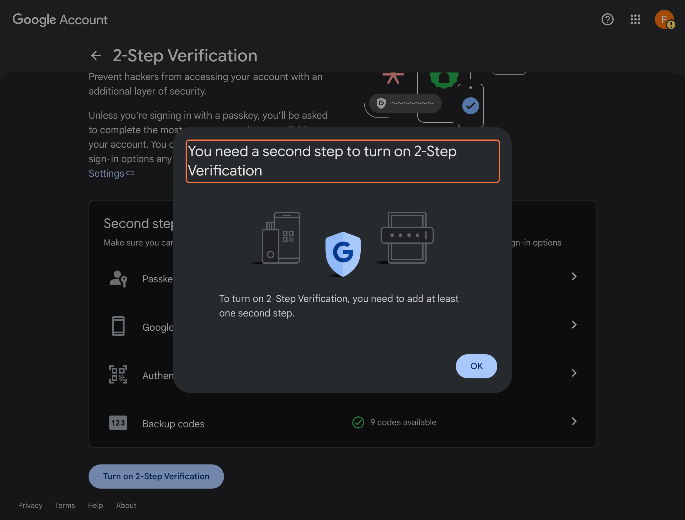 Need a second step message