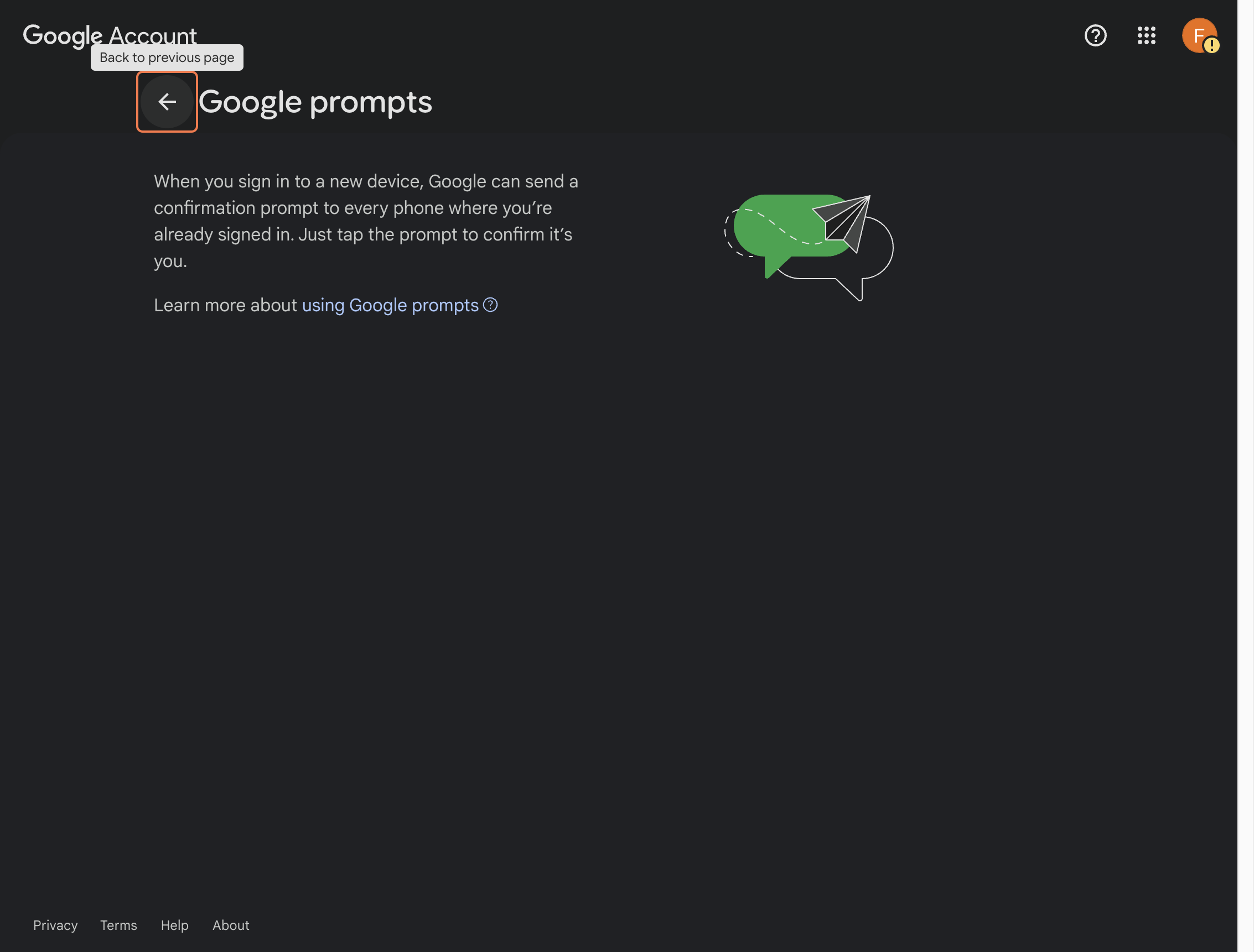 Back to previous page from prompt